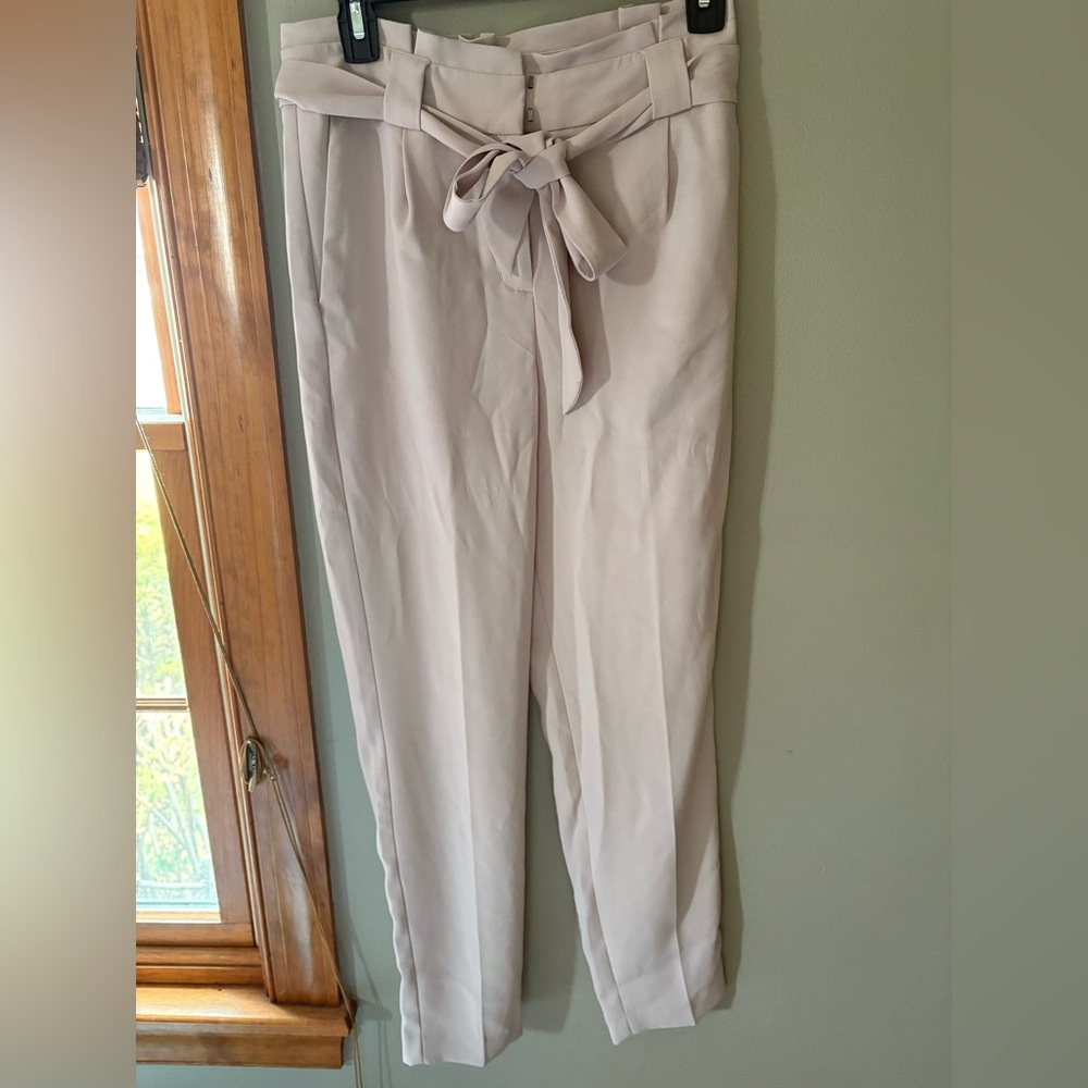 Express Light Pink Ankle Pants with Bow Tie